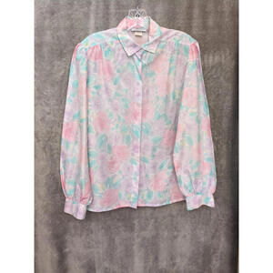 Alicia Button Up Top‎ Womens Large (Estimated) Floral Cottagecore